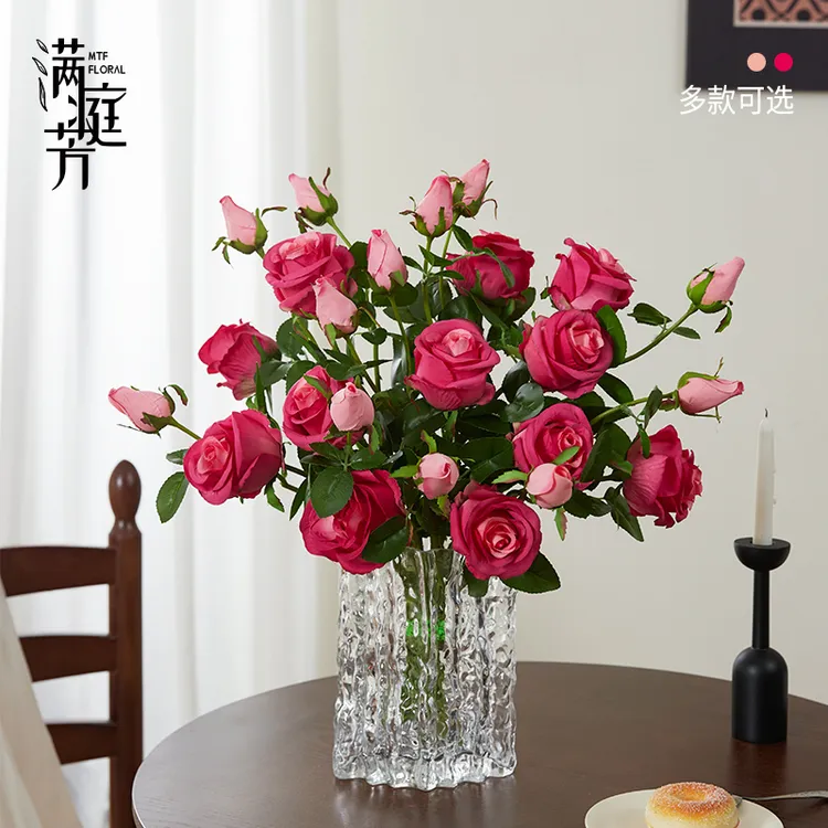 保加利亚逼真仿真花假花花束客厅餐桌高级花艺摆件装饰桌面插花
