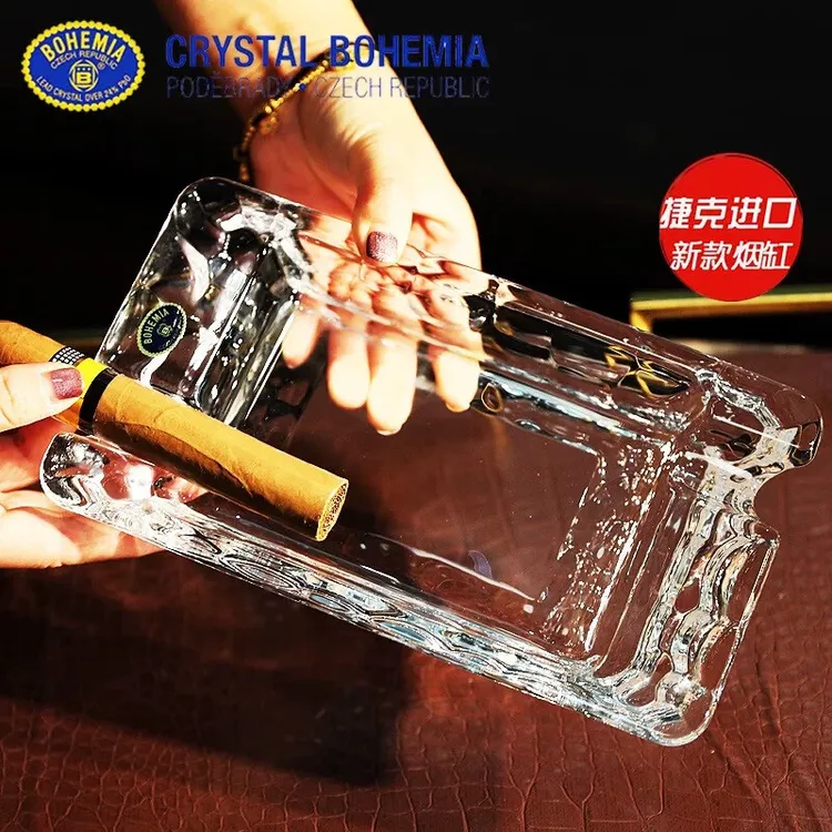 捷克进口BOHEMIA水晶玻璃欧式烟缸礼品客厅装饰雪茄烟灰缸透明