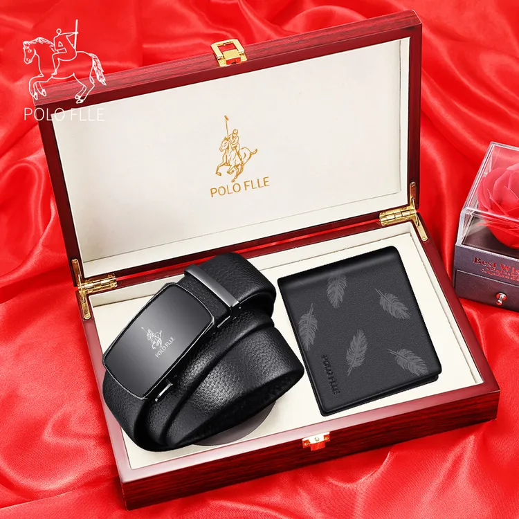 保罗真皮男士皮带钱包套装牛皮腰带钱夹送爸爸老公礼盒装实用新款