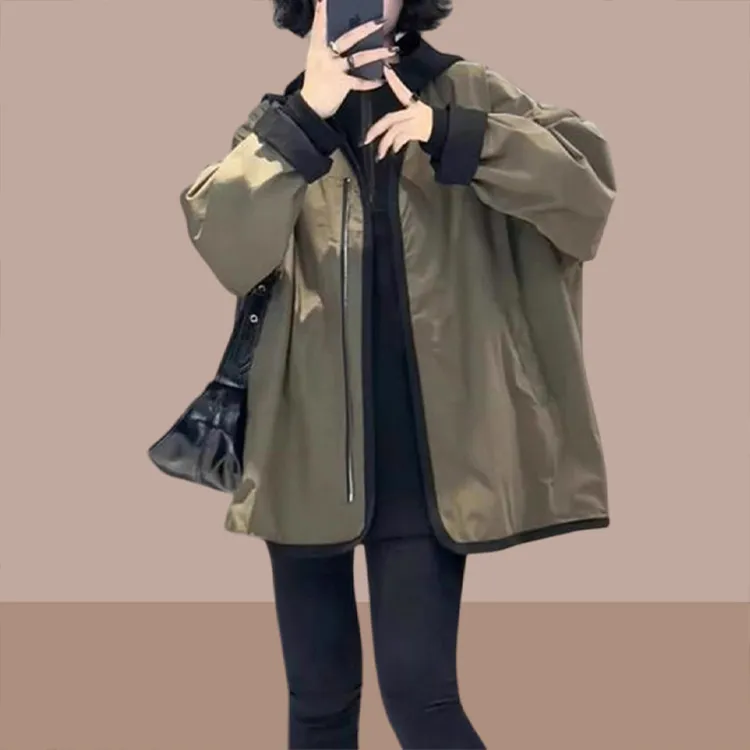 撞色两面穿潮流风衣女士2025春秋季新款设计感棒球中长款显瘦外套