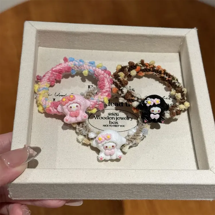 可爱彩色小羊美乐蒂发圈甜妹百搭扎头皮筋ins风卡通森系网红发饰