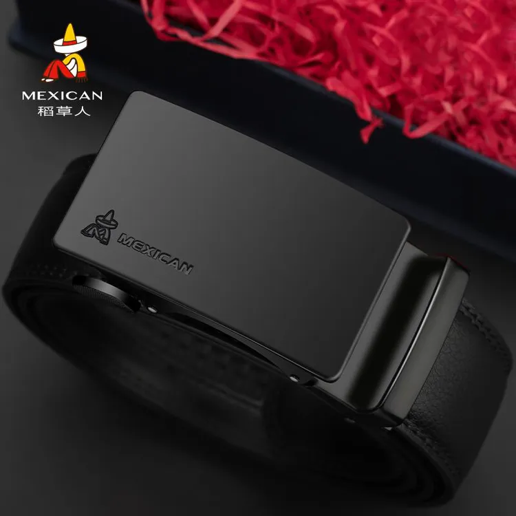 稻草人男款自动扣真皮裤腰带休闲裤带腰带男士皮带新款爆款牛皮商品图