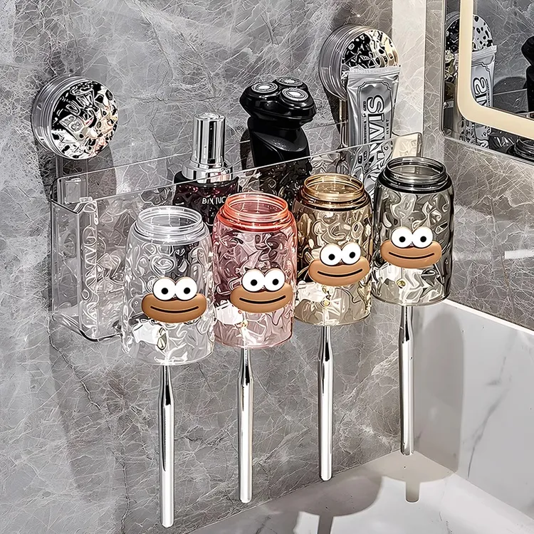 浴室免打孔卫生间电动牙刷壁挂漱口杯牙杯架子