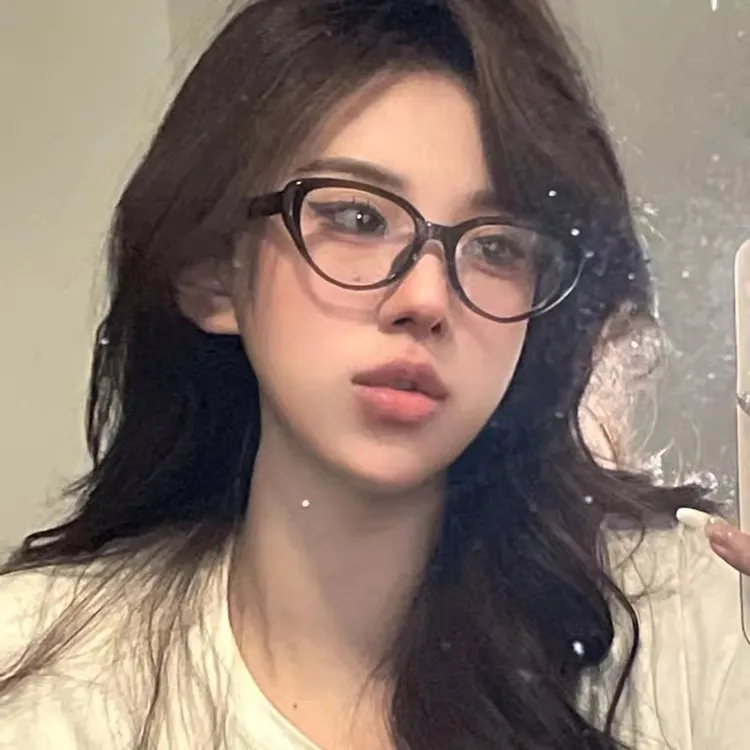 【一枝苗专属】早八冷茶色猫眼眼镜女近视素颜神器橘猫框镜框椭圆