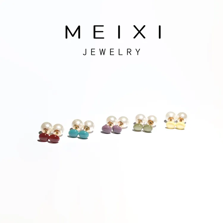 美汐 非金属树脂耳饰 原创手作S925银针手工迷你耳钉5对宠粉套装