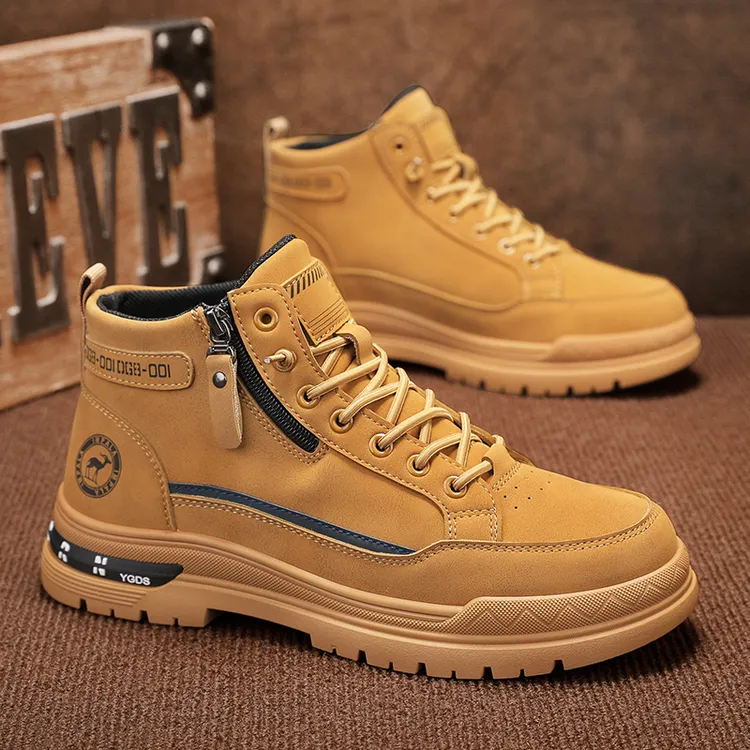 【加绒可选】2025冬季新款男鞋休闲增高潮鞋锁温御寒防滑耐磨马丁靴
