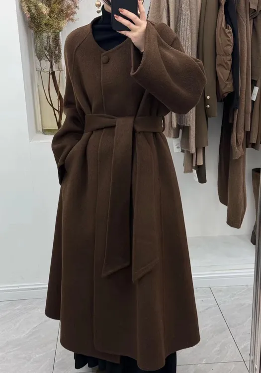 2025秋冬设计师款《雨中巴黎》高定手缝韩系气质双面羊毛大衣