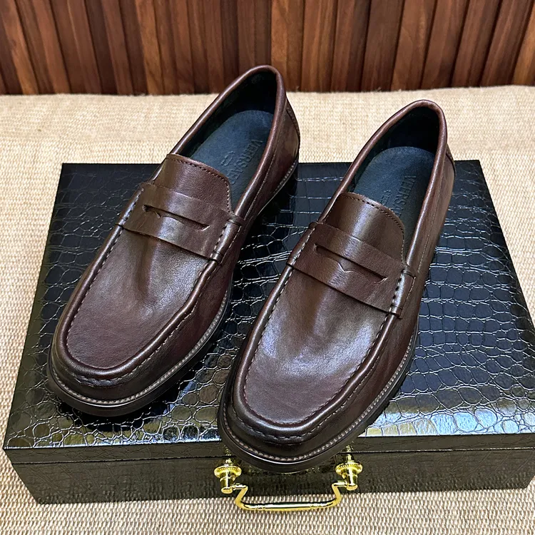 男士乐福鞋真皮2025新款透气百搭软底英伦风商务休闲一脚蹬皮鞋男