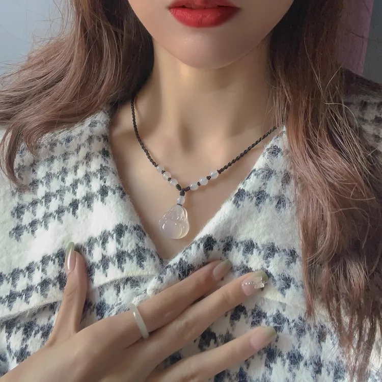 天然玉髓大肚佛公小吊坠荔枝冻玛瑙笑佛项链男女款玉石弥勒佛情侣