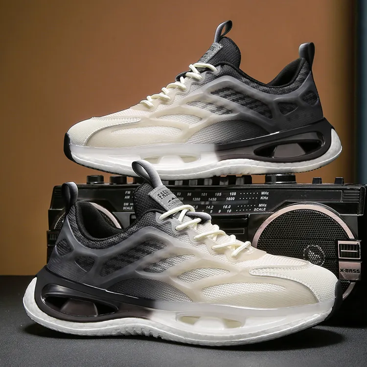 爆米花运动男鞋秋季新款休闲透气潮流跑步鞋软底增高渐变老爹潮鞋