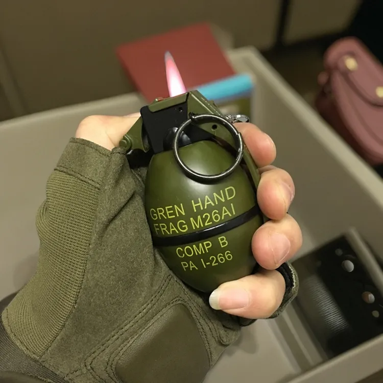 大号金属手雷打火机绿色礼品个性防风打火机合金户外烧烤炉