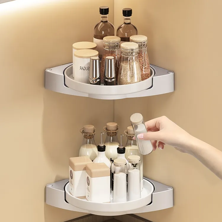 壁挂式厨房旋转调料置物架专用多功能免打孔转角调味品收纳架家用