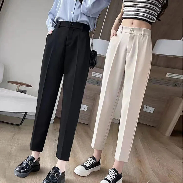 芝越小个春夏秋西装裤女薄款显瘦烟管裤哈伦裤九分萝卜休闲小脚裤