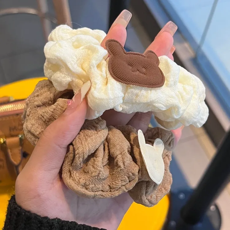 奶油泡芙大肠圈韩式高级感丸子头绳简约百搭布艺发圈头饰发饰日韩