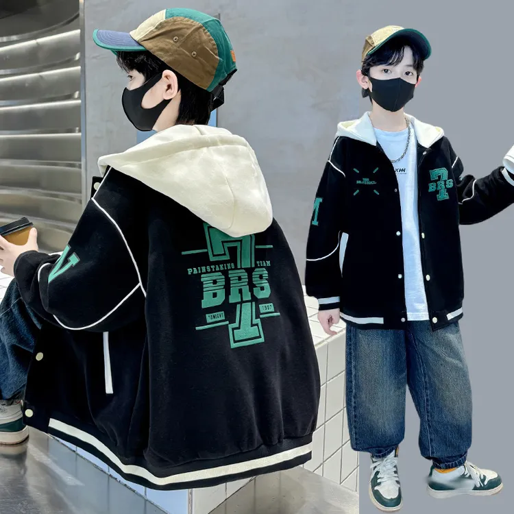 男童棒球服春秋外套儿童男孩春秋款中大童6-12岁秋冬加绒加厚夹克