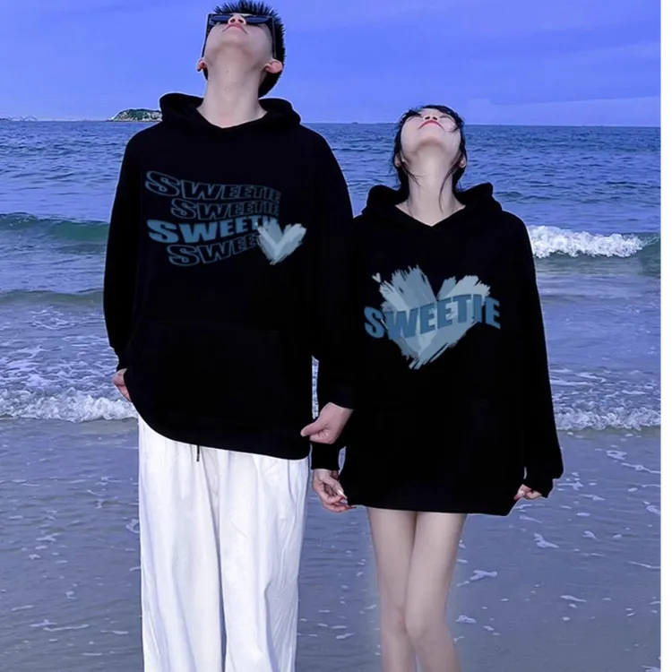 不一样的情侣装纯棉连帽卫衣春秋冬季2025新款一男一女网红高级感