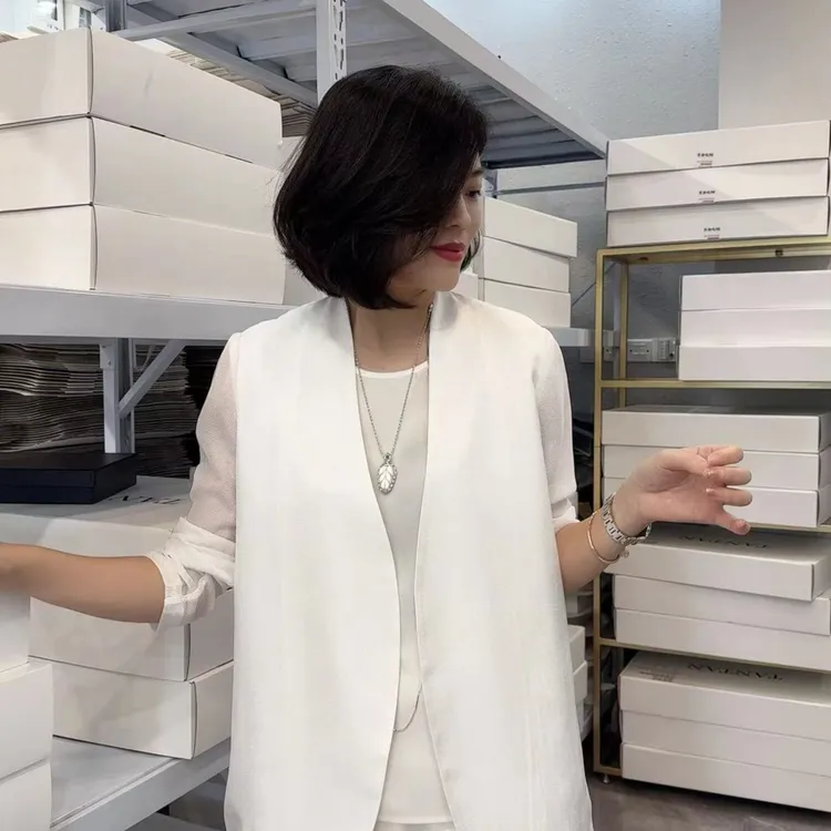 【谭谭家】气质百搭春夏简约宽松醋酸网纱西装外套1279