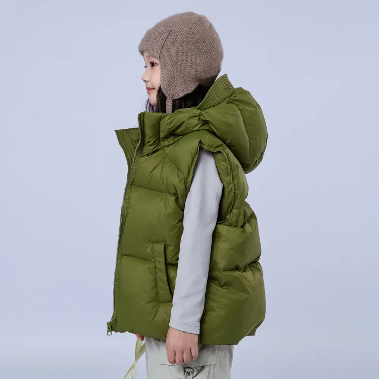 儿童羽绒马甲韩版新款男童女童中大童短款连帽坎肩白鸭绒加厚背心