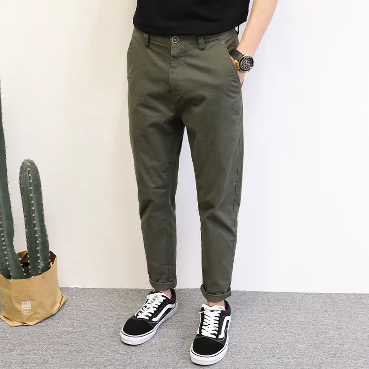 休闲裤男工装纯色百搭2025春夏韩版棉质水洗裤子修身小脚弹性品质