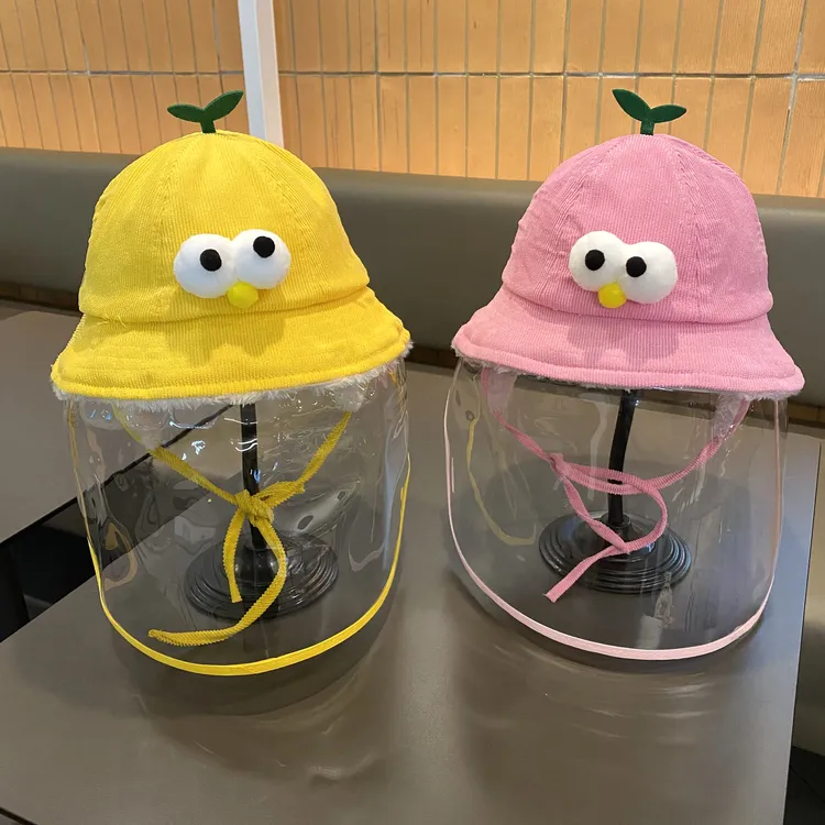 婴儿外出防护面罩儿童秋冬可拆卸防护帽宝宝防飞沫护耳防风渔夫帽