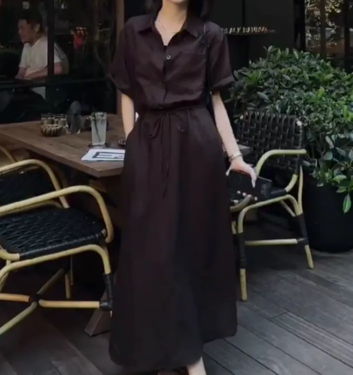2024夏季新款女装网红时尚潮流韩版小众衬衫套装裙子长款女初夏