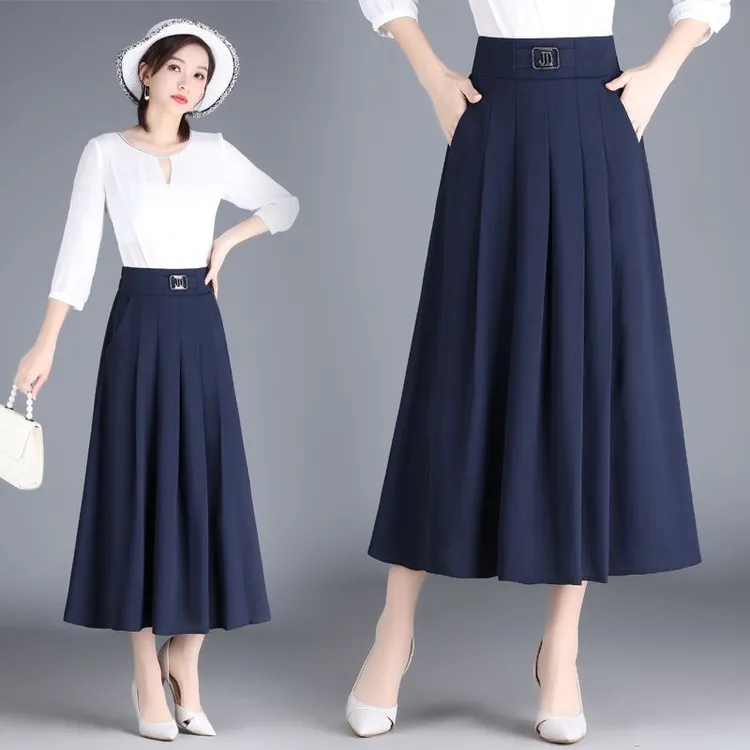 雪纺时尚半身裙高档洋气大摆裙中长款春夏松紧腰长裙子垂感半身裙