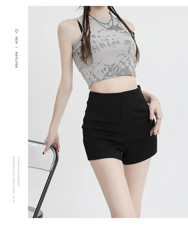 秋冬加绒黑色高腰弹力短裤女a字打底裤百搭修身外穿遮肉显瘦热裤