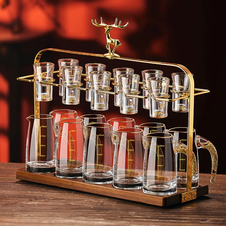 高档家用玻璃白酒杯套装分酒器中式小号一口子弹杯烈酒杯白酒具