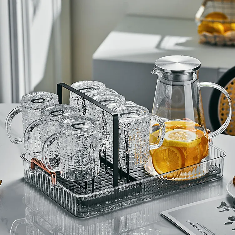 家用客厅待客茶杯水杯套装高档轻奢冰川杯耐高温玻璃杯女生喝水杯