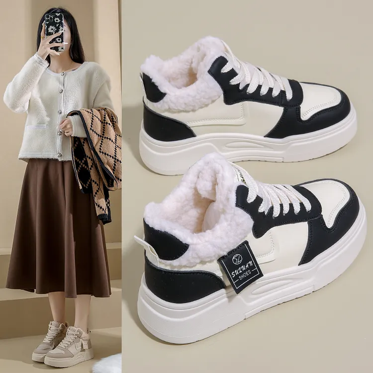 雪地靴女2024冬季新款韩版百搭棉鞋女加绒加厚休闲鞋女时尚拼色潮