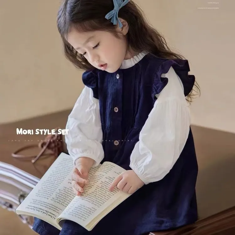 女宝长袖公主裙洋气裙子两件套女童秋季灯芯绒连衣裙2025新款春秋