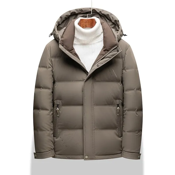 冬季男士保暖白鸭绒防漏绒爸爸装时尚休闲短款羽绒服连帽66805