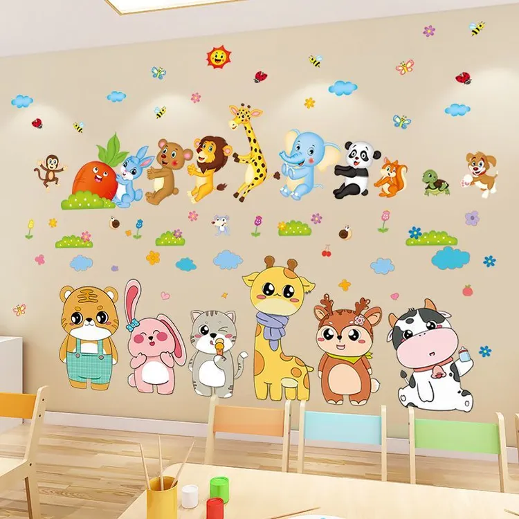 卡通贴画儿童房贴纸婴儿房间装饰画墙面墙上墙壁墙纸自粘早教防水