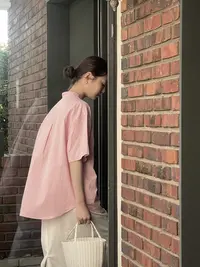【N退N换】夏季新中式立领短袖衬衫卷边袖口舒适透气上衣81662