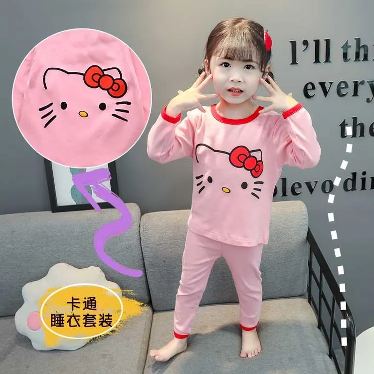 女童睡衣套装春秋季宝宝新款2022爆款儿童长袖小童卡通女孩家居服