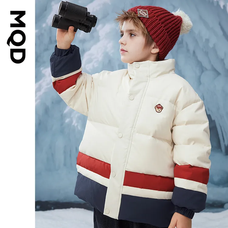 MQD童装儿童冬季新款立领羽绒服时尚撞色加厚保暖外套9634W1395