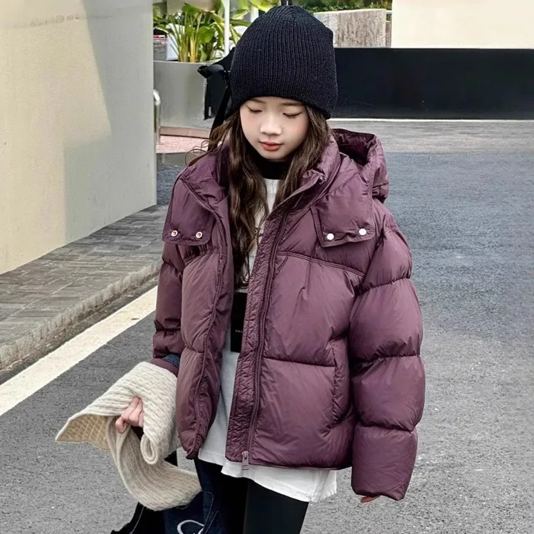 女童冬季短款韩系白鸭绒羽绒服中大童小女孩时髦洋气儿童冬装外套
