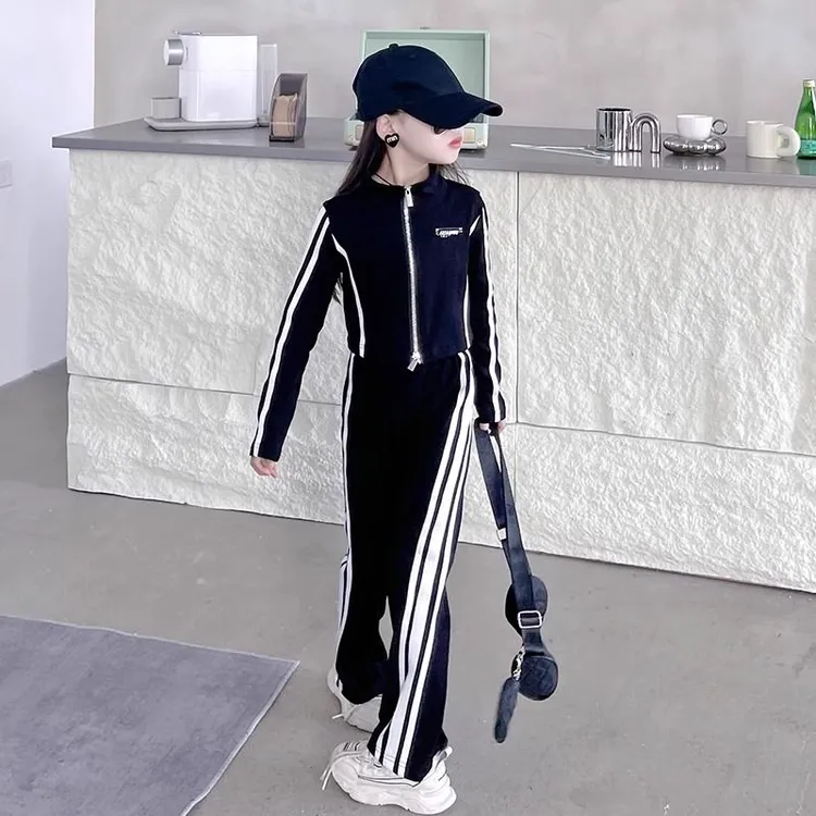 女童春装套装2025新款运动网红洋气儿童炸街时髦大童春秋季童装潮