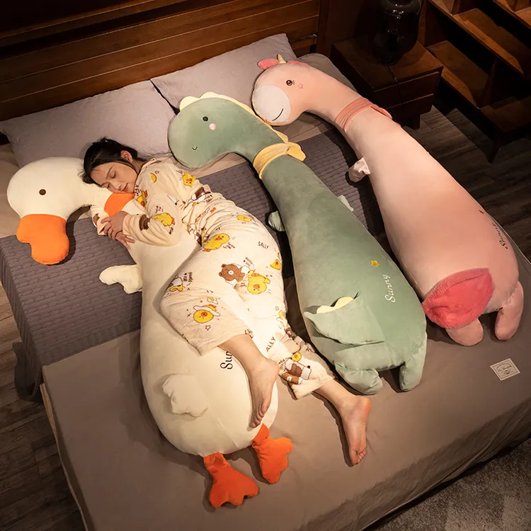 大白鹅恐龙玩偶毛绒玩具长条抱枕女生睡觉男生款娃娃床上抱睡公仔