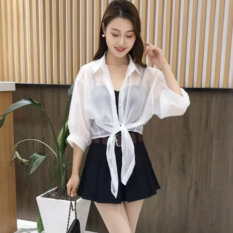 小披肩配裙子女2025夏季新款雪纺衫上衣防晒薄款外搭吊带裙罩衫