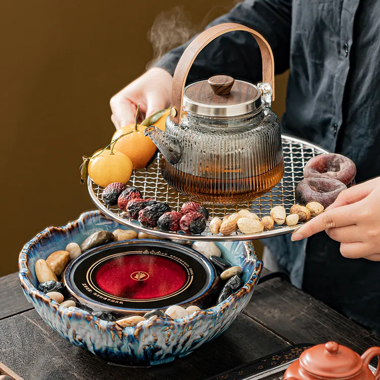 网红围炉煮茶烤火炉套装家用室内茶具煮茶器煮茶炉电陶炉器具全套