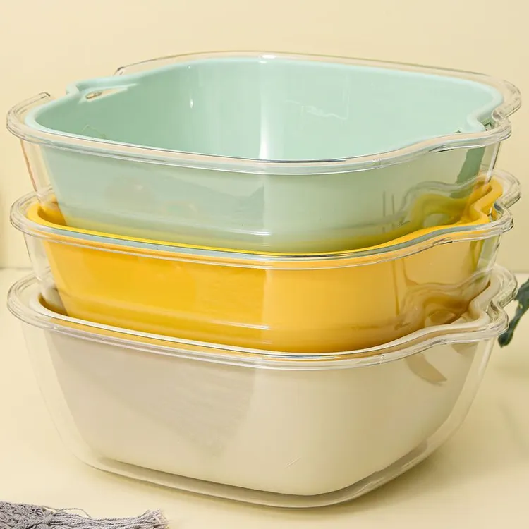 双层洗菜盆沥水篮塑料厨房滤水洗水果盘客厅家用淘菜洗菜盆菜篮子