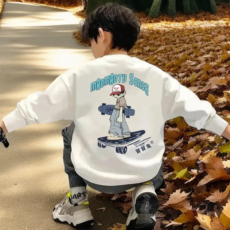 儿童卫衣春秋薄款男童新款童装中大童长袖秋冬季洋气加绒休闲上衣