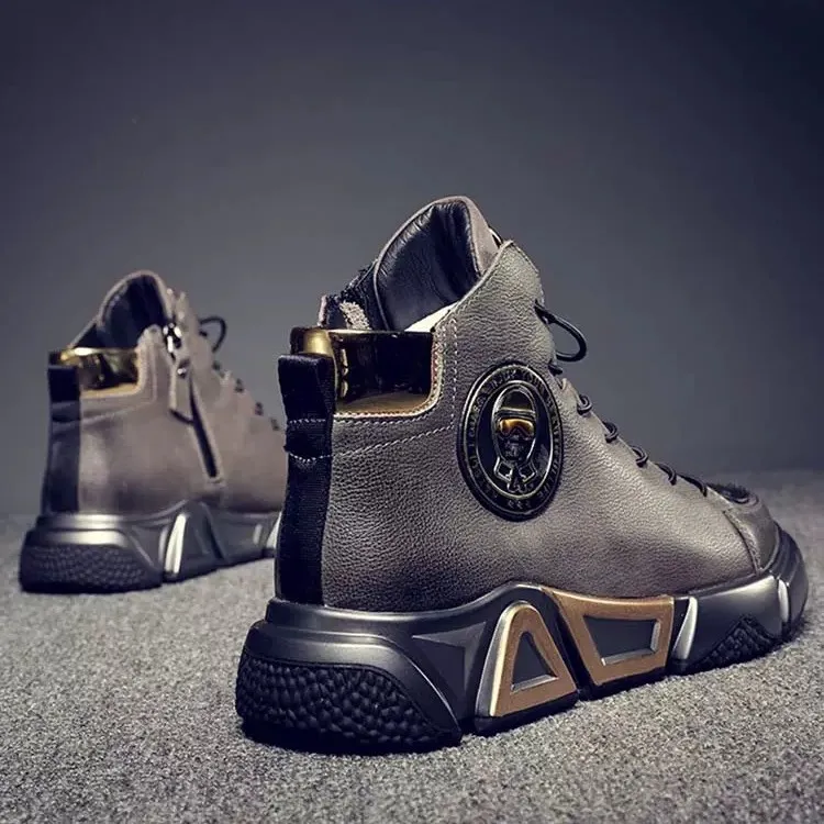 （狐奴）特大码男鞋冬季羊毛马丁靴加厚保暖休闲鞋男士高帮棉鞋北方