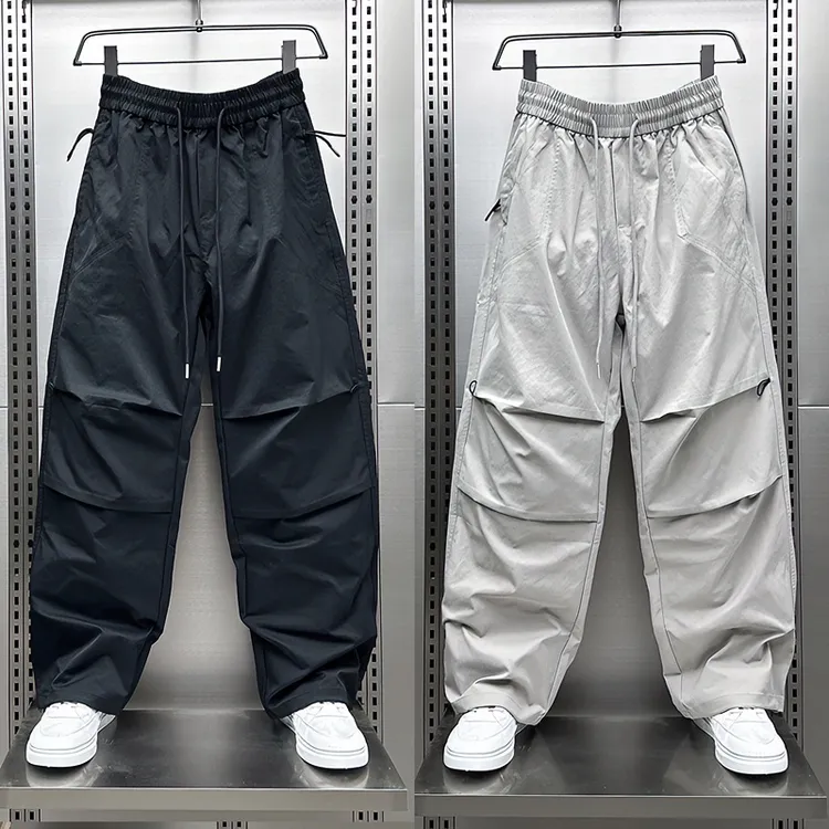 日系户外直筒休闲裤秋季厚款男潮牌宽松工装裤韩版纯色阔腿休闲裤