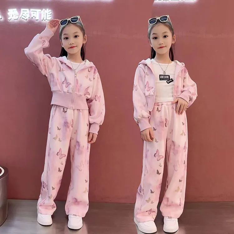 秋装女童新款2024洋气中大童休闲女孩时尚印花时髦网红秋款两件套