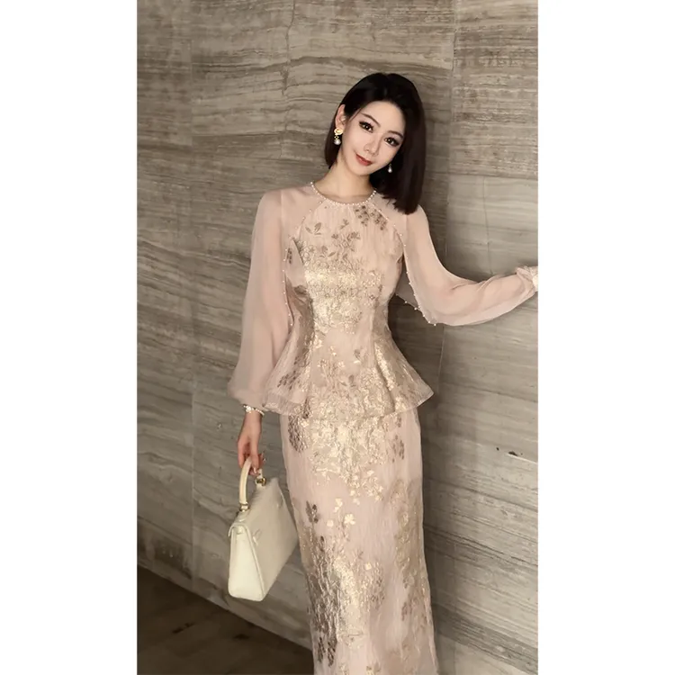 格娜2025新款轻奢原创设计师高档显贵气质重工半身裙气质女装秋季