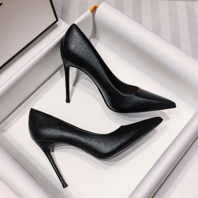 【羊皮】春夏百搭时尚单鞋浅口尖头高跟鞋舒适细跟鞋职业女细高跟鞋