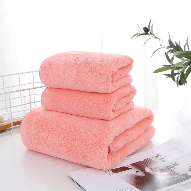 1条浴巾+2条毛巾套装 珊瑚绒成人吸水柔软亲肤加大加厚洗澡不掉毛