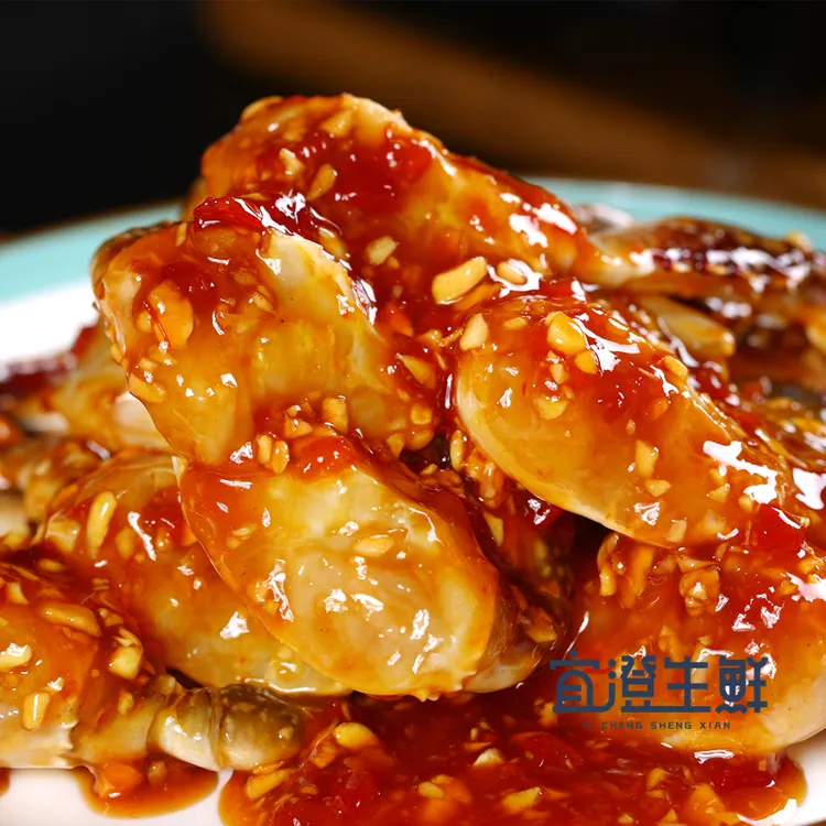 顺丰包邮泰式蟹块甜辣蟹块生呛蟹块韩式酱蟹块 350g*3盒冷冻保存 